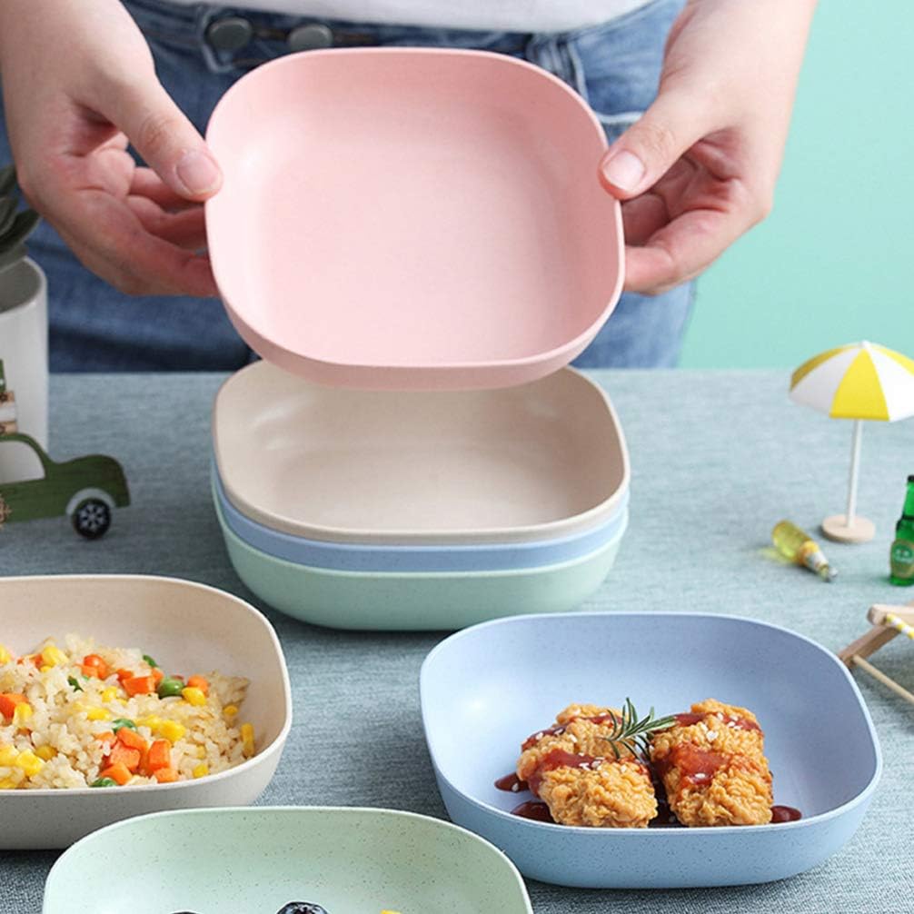 Square Cereal Bowls Set of 4, Plastic Small Bowls for Kitchen, 6 Inch Shallow Serving Bowls for Soup Salad Oatmeal Snack Dessert Ice Cream - Image 8