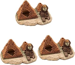 Ipetboom 3Pcs Esconderijos Decorações Egípcias Camarão Esconderijo Tanque Abrigo Pirâmide Réptil Resina Ornamento Aquário De Peixe Decoração De Caverna Decoração Adorno Paisagem