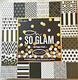 Oh So Glam 12x12 Gold Foiled Embossed Scrapbooking Paper Cardstock, Arrows, Greek Key, Elephants, Anchors, 60 sheets