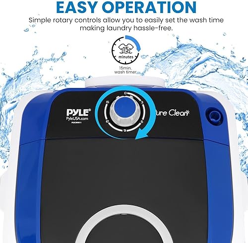 Miniatura 2 de Pyle Lavadora portátil con cargador superior, mini lavadora, lavadora silenciosa, controlador giratorio, 110 V, para lavandería compacta, capacidad