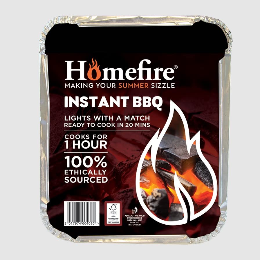 Homefiire Instant BBQ Disposable Tray | Instant Light Charcoal Grill Trays | Ideal for Garden BBQs Camping Outdoor Party or Picnics
