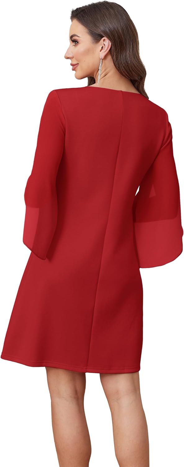 RUMIA Womens Cocktail Dresses Flutter Sleeve Wedding Guest Dresses for Women 2026 Trendy - Image 3