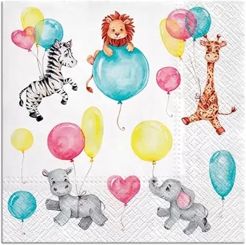 AM Décor - 20 servilletas de papel de 3 capas suaves de papel de papel de 13 x 13 pulgadas (desplegadas) para niños