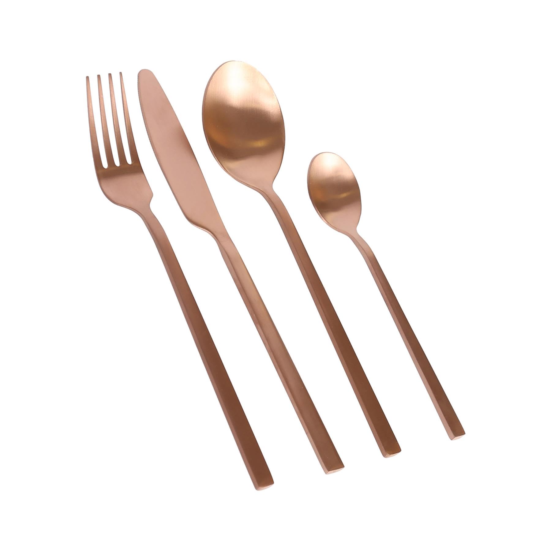 Argon Tableware 48 Piece Copper Stainless Steel Cutlery Set – Luxury Dining Set for 12 People with Knives, Forks, Spoons & Teaspoons – Dishwasher Safe Elegant Tableware
