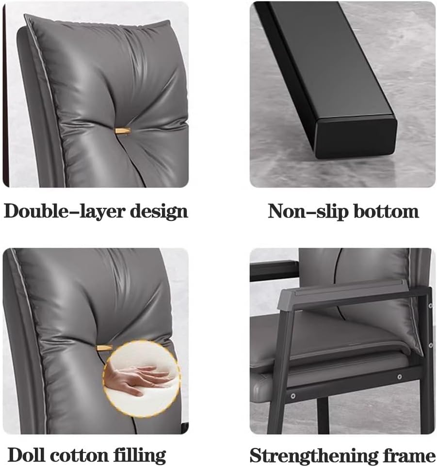 Modern Gray Guest Reception Chair with Padded Armrest Lumbar Support and High Back Stylish Single Sofa Seat for Office Restaurant and Waiting Room,Blue