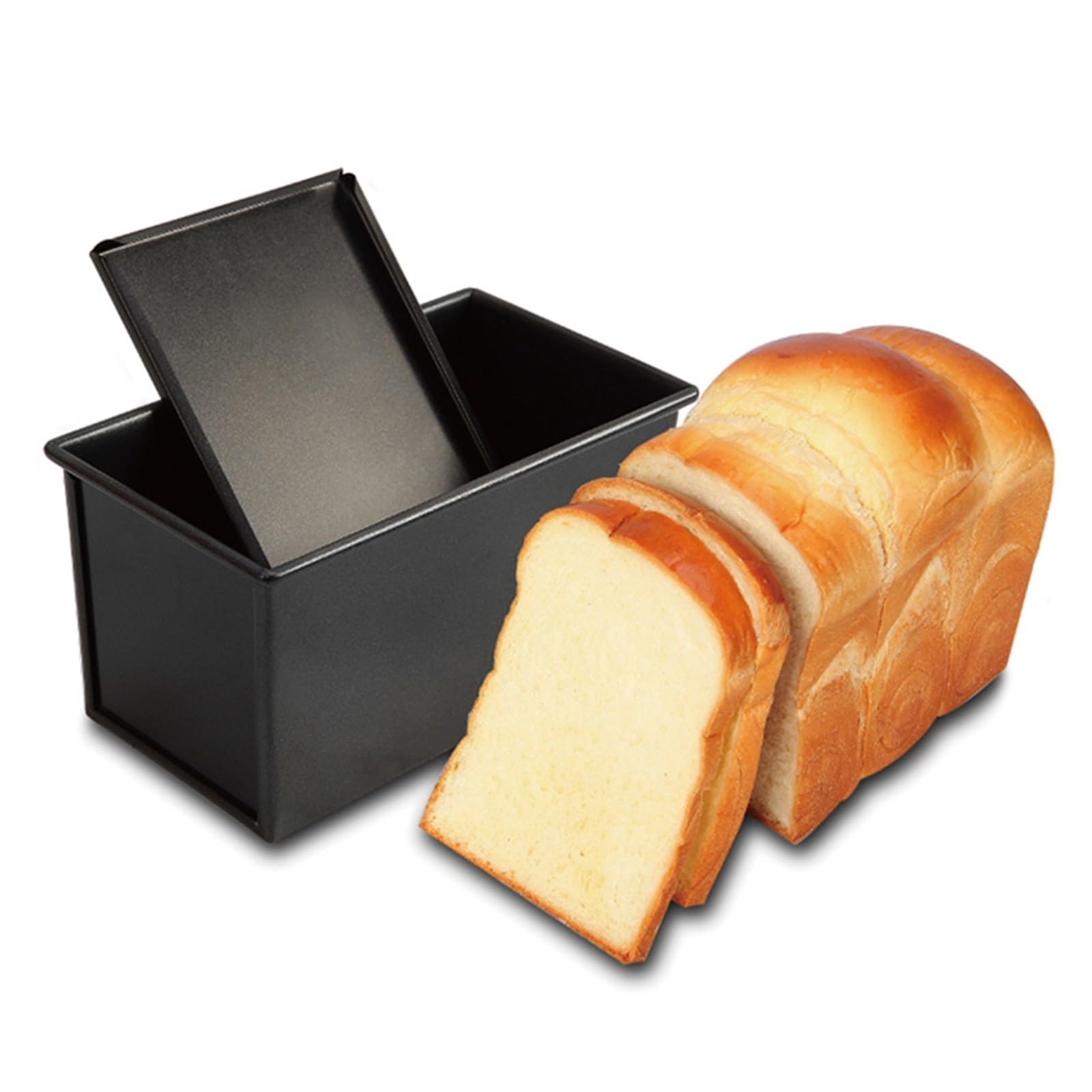 Pull Man Molde for Pan con Tapa, Caja for Pan Tostado, Acero al Carbono, Antiadherente, Molde for Tostadas for Hornear, Capacidad de Masa de 1 Libra, for Hornear Pan
