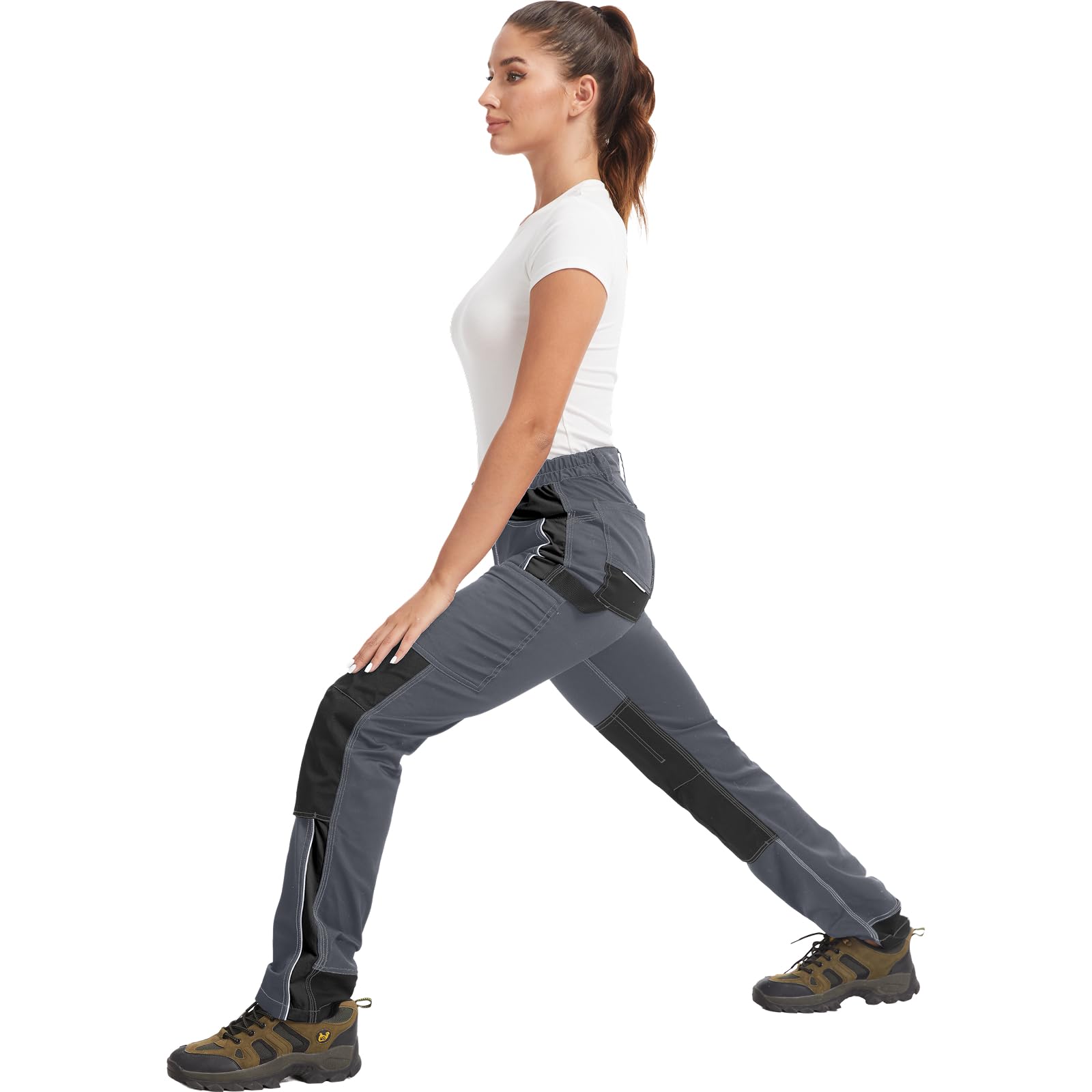 WORK IDEA Damen Arbeitshose mit Mehreren Funktionaltaschen, elastisch und leicht, Geeignet für Verschiedene Arbeitsbereiche – z. B. Handwerk, Baugewerbe – sowie weitere Arbeitsumgebungen
