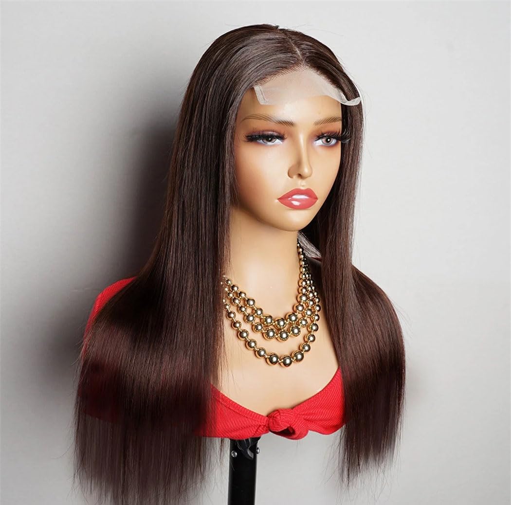 Parrucche for capelli umani anteriori in pizzo densità 180% da donna Capelli Remy pre-pizzicati trasparenti e lisci(13x4 Lace Wig,28 in)