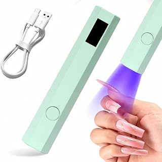 Mini UV Nail Lamp, 3W Handheld Flash Cure Light, Portable Gel Polish Dryer with 2 Timer Settings 20s/60s, Professional Manicure Tool for Home DIY & Salon Use, Green