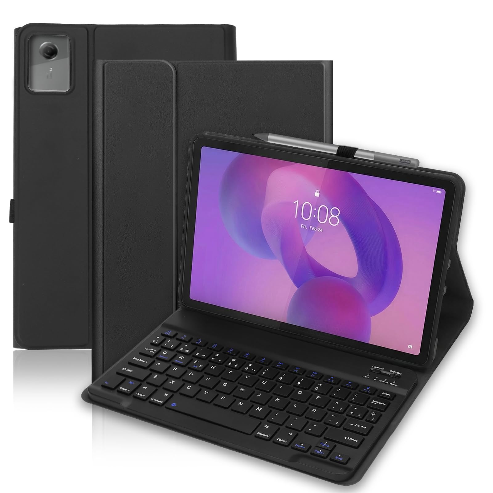 Funda con Teclado para Lenovo Idea Tab 11 Pulgadas 2025 (TB336FU/TB336ZU), Magnético Desmontable Bluetooth Español Ñ Teclado para Tablet Lenovo Idea 11, Funda con Soporte para Lápiz (Negro)