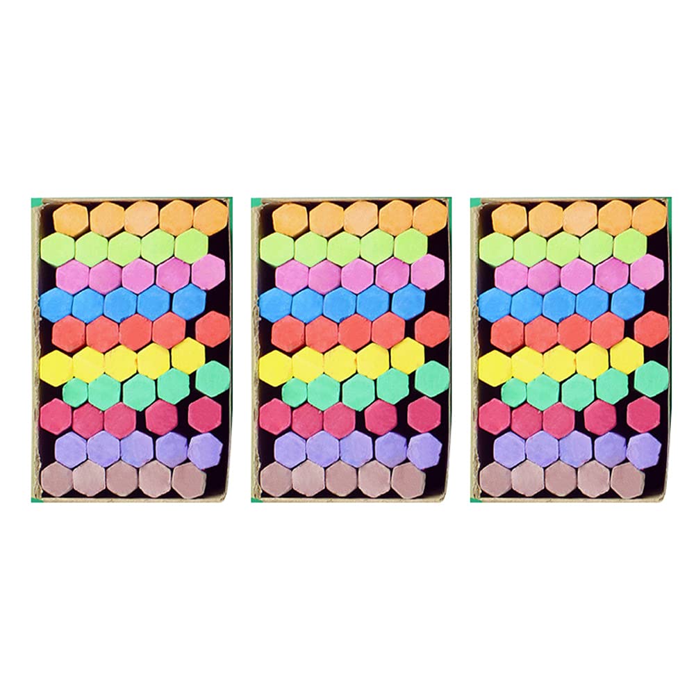 Craies Hexagonales Colorées Écriture Lisse sans Poussière 3 Boîtes en Gypse pour Tableau Noir École et Dessin