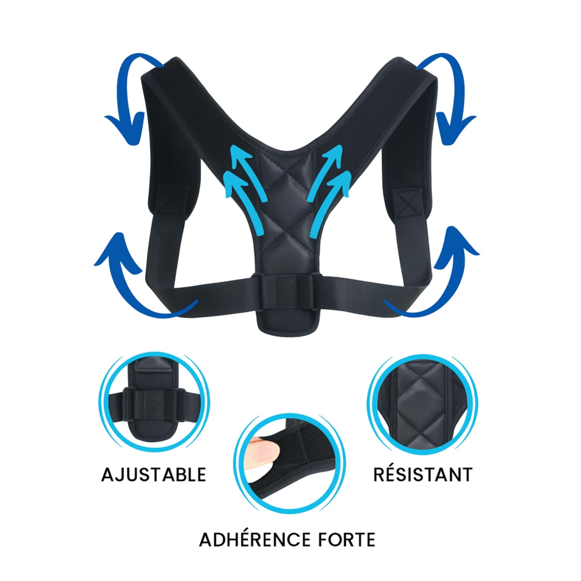 ALIGNO Correcteur de Posture Universel Homme Femme | Redresseur de Dos Réglable | Ceinture Lombaire Soutien Dorsal | Gilet de Dos avec Bretelles pour Alignement et Confort pour Améliorer la Posture