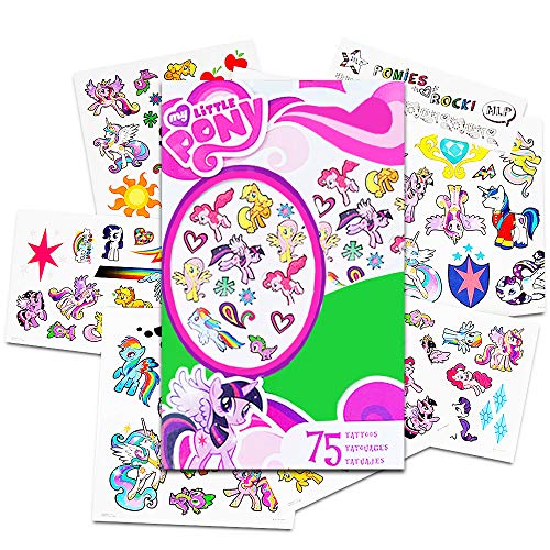 My Little Pony Temporary Tattoos - 75 Tattoos - Twilight Sparkle, Rainbow Dash, Fluttershy, Pinkie Pie, Applejack, Rarity, Spike The Dragon, Princess Celestia, and Princess Luna!