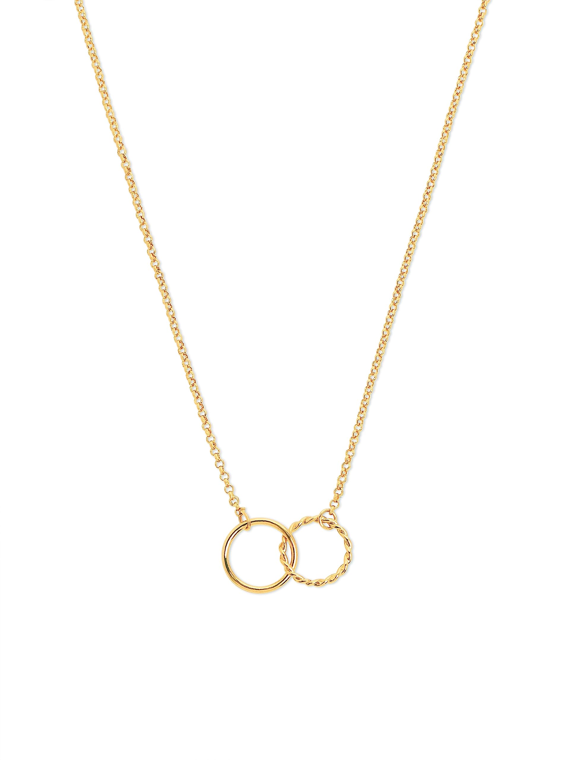 SINGULARU Collar Circles Twist - Colgante con Aros en Latón con Acabado en Baño de Oro de 18 Kt o Rodio - Cadena de Talla Única - Joyas para Mujer - Varios Acabados - Hecho en España