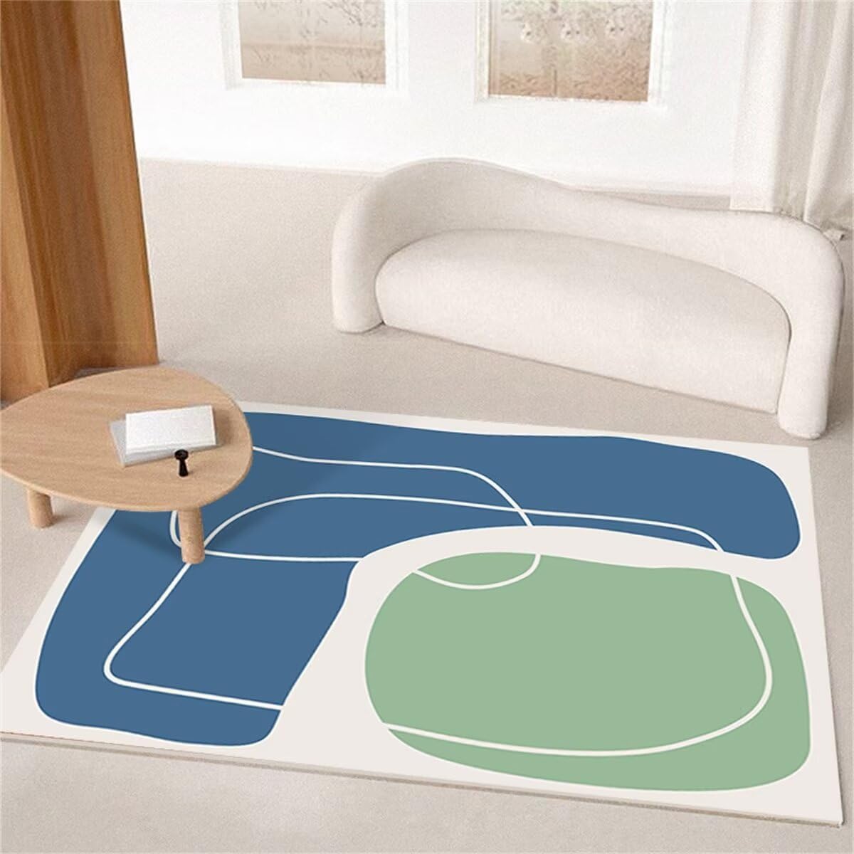 Tapis de chambre adulte bleu moderne 60x120 lavable et doux