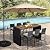 Yaheetech 7 Piece Patio Dining Set Outdoor Acacia Wood Bar Table and Chairs with Removable Cushions, Wicker Furniture Set for Deck, Backyard, Garden, Black/Beige