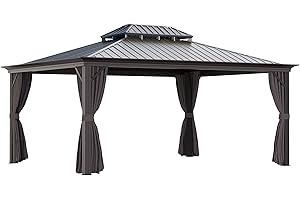 12x16 Gazebo with Durable Metal Roof: Outsunny Hardtop Pavilion for Garden, Patio, Backyard