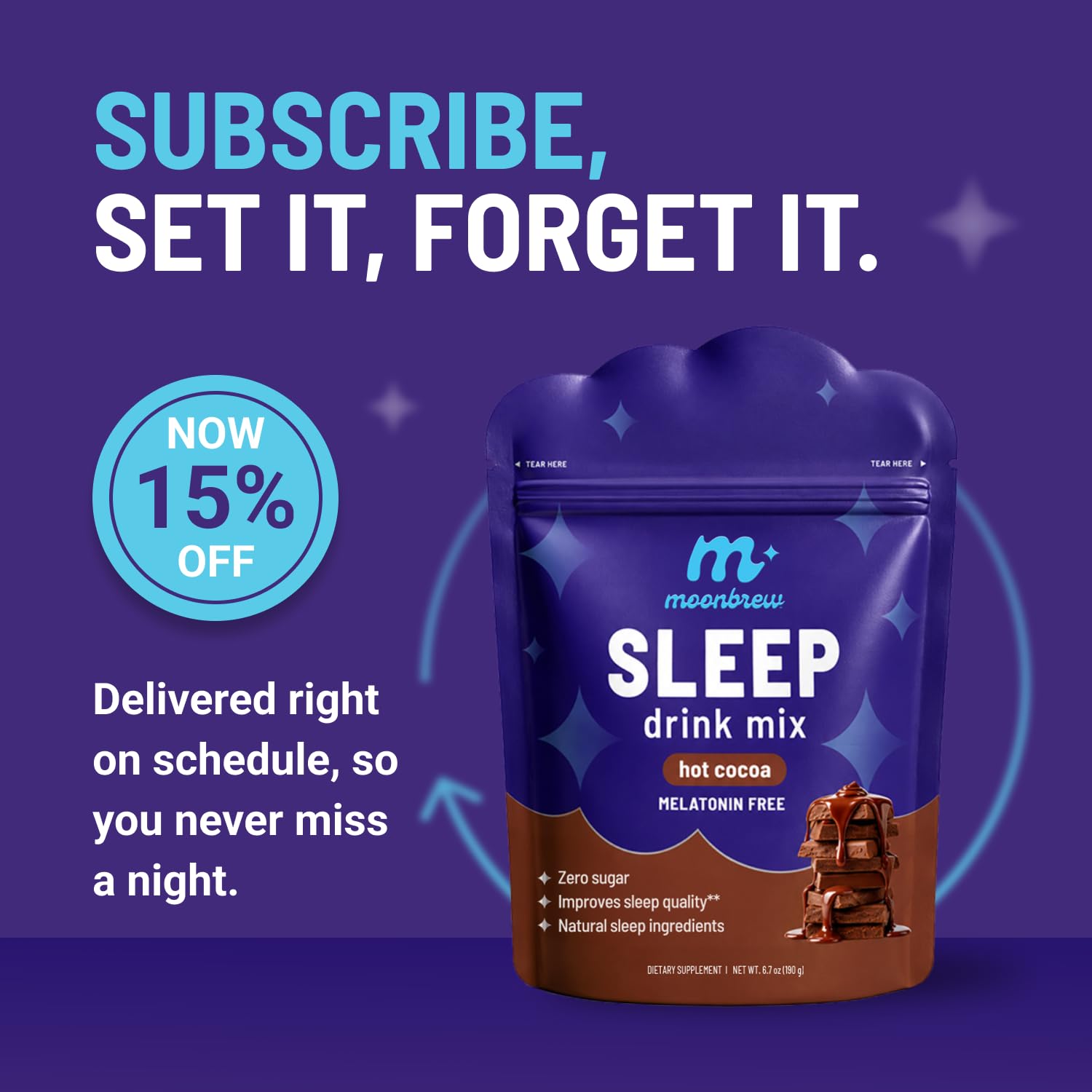MoonBrew Magnesium Hot Cocoa Sleep Aid - Sugar-Free Calming Drink Mix - 1PK — Amazon image 5