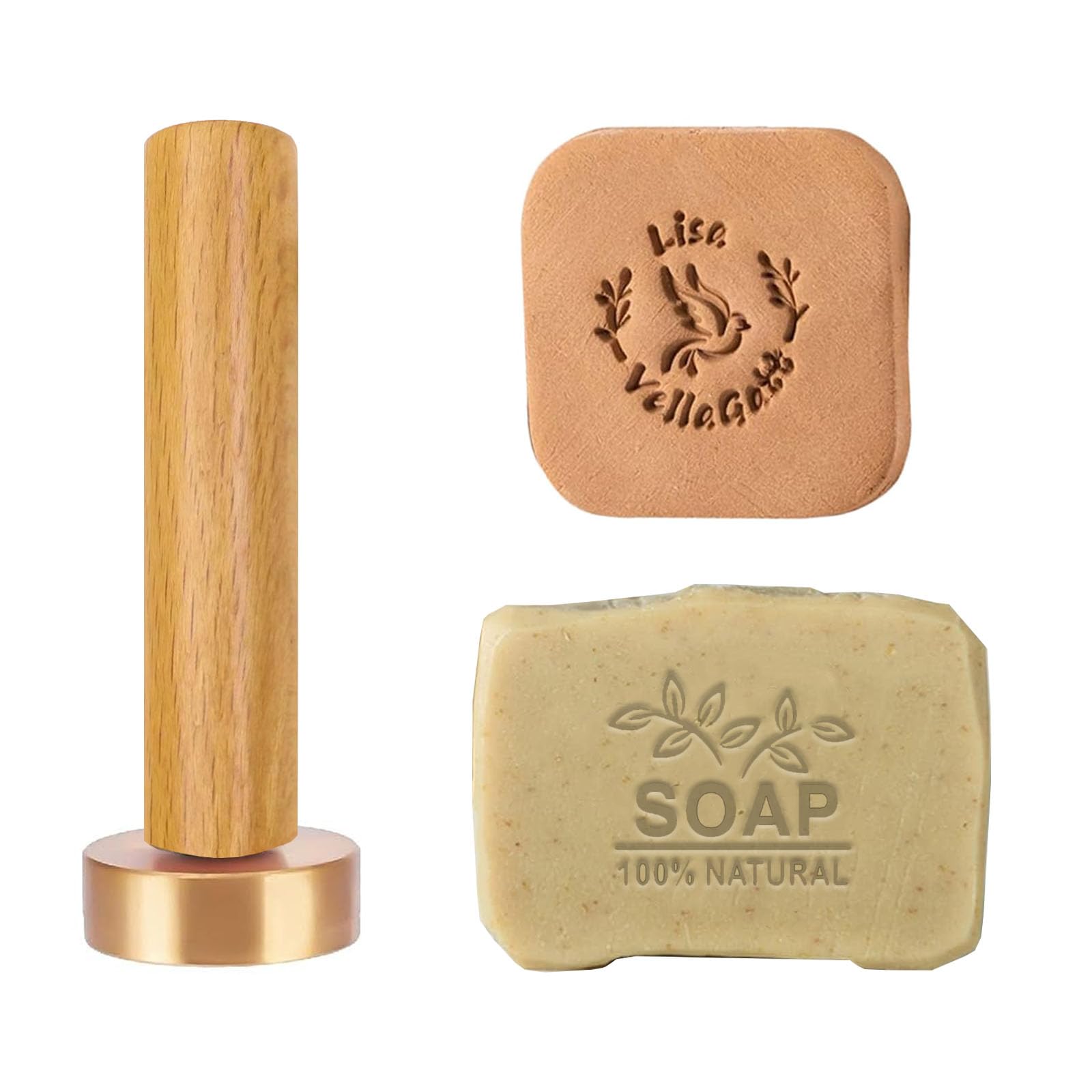 Laishengte Handle010 Custom Soap Stamp Personalized Logo Soap Stamp For Soap, Ice Cube And Pottery Clay (Handle010)