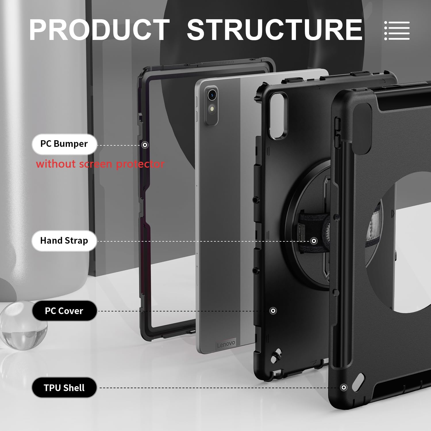 Gerutek Etui do Lenovo Tab P11 2. generacji 11,5 cala 2023, odporne na uderzenia wytrzymałe etui ochronne z obrotowym stojakiem, pętlą na rękę i paskiem na ramię, etui pancerne do Lenovo Tab P11 Gen 2