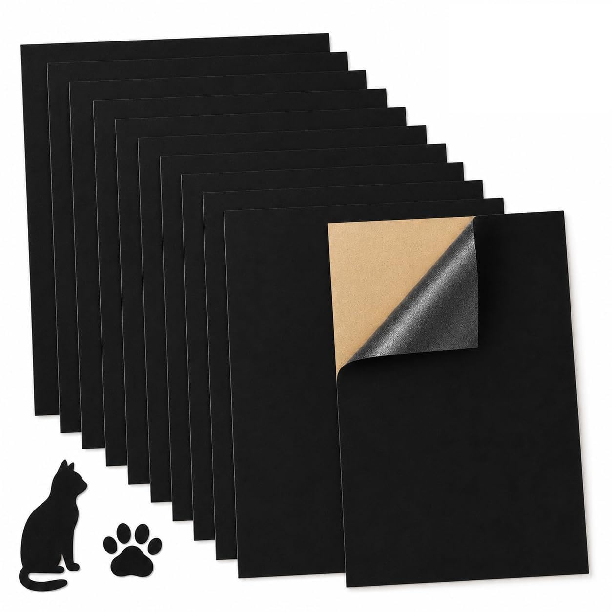 10 PCS Black Felt A4 Self Adhesive Felt Sheets, Sticky Back Velvet Fabric 29×21cm Easy Cut, Black Velvet Fabric for Jewelry Box Drawer Liner Craft DIY Surface Protection