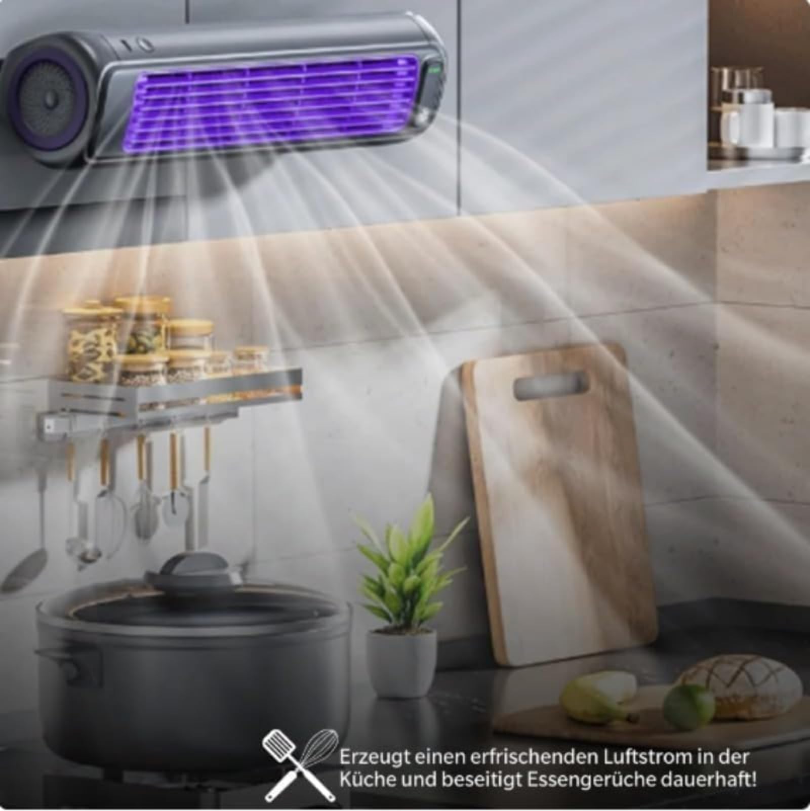 HoldOneLight Festberg™ Cooling Ace Ventilateur Mural Sans Fil Compact 3 Vitesses Silencieux Portable pour Cuisine, Chambre et Bureau