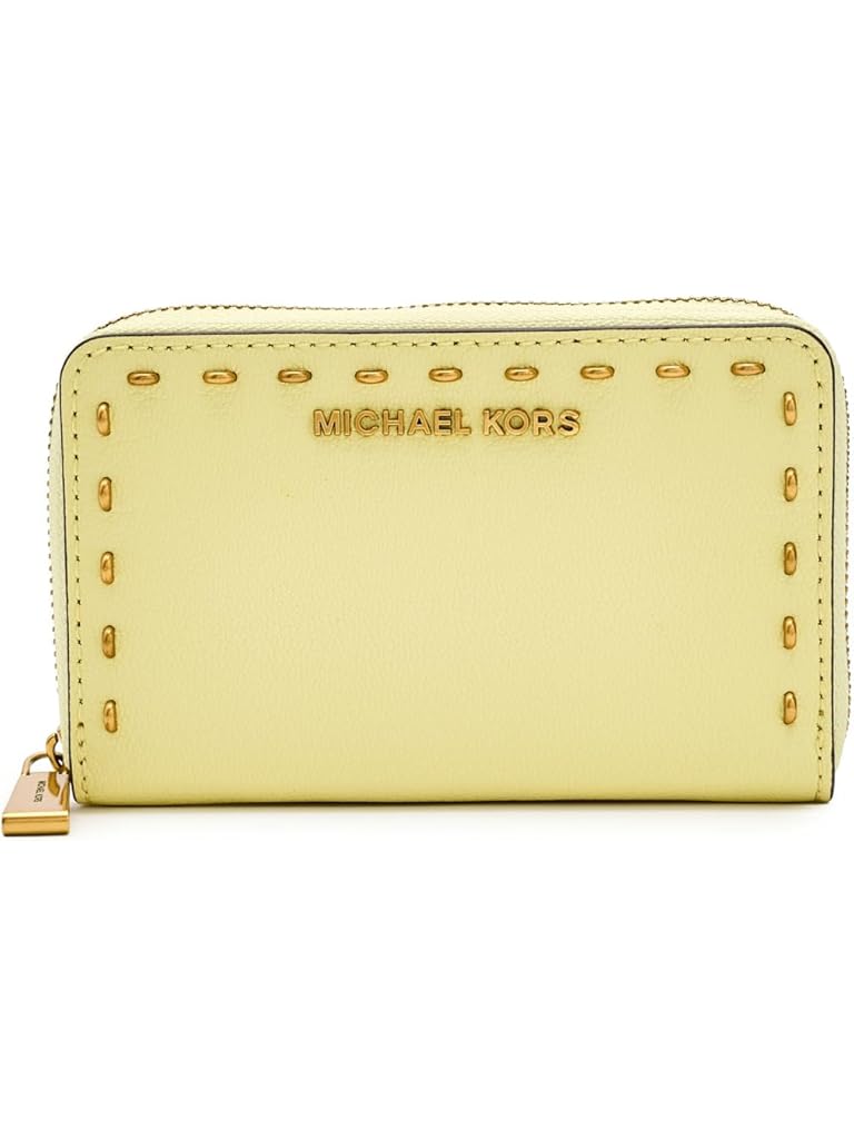 Yellow Michael Kors Jet Set Small Zip Around Card Case