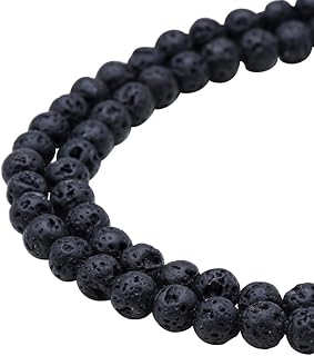 64 Pcs 6Mm Natural Black Lava Stone Rock Gemstone Gem Round Loose Beads For Jewelry Making Findings Accessories Daimete 6mm Black-1 Strand 3