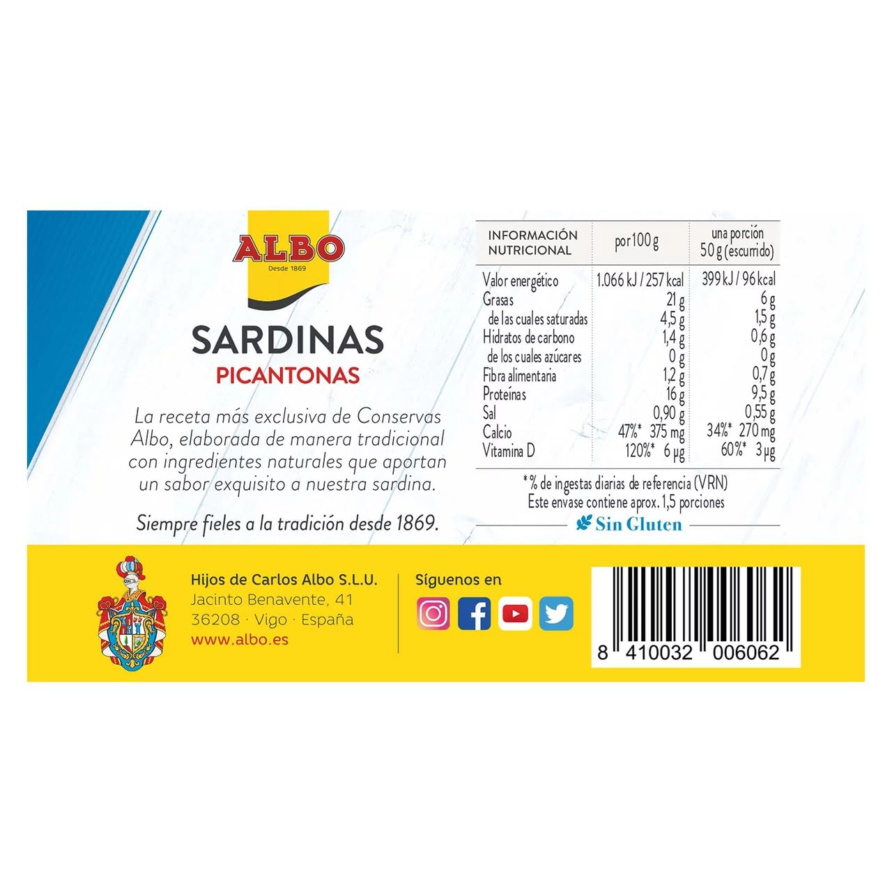 ALBO Pikante Sardinen Dose 85 g. 9er-Pack