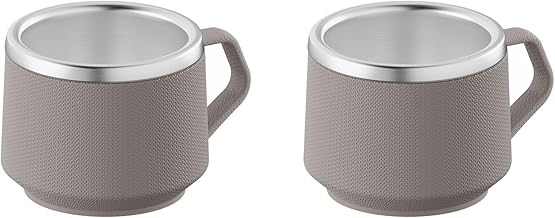 Tramontina Conjunto de Xícaras para Café Empilháveis em Aço Inox com Revestimento em ABS Cinza 2 Peças 80 ml