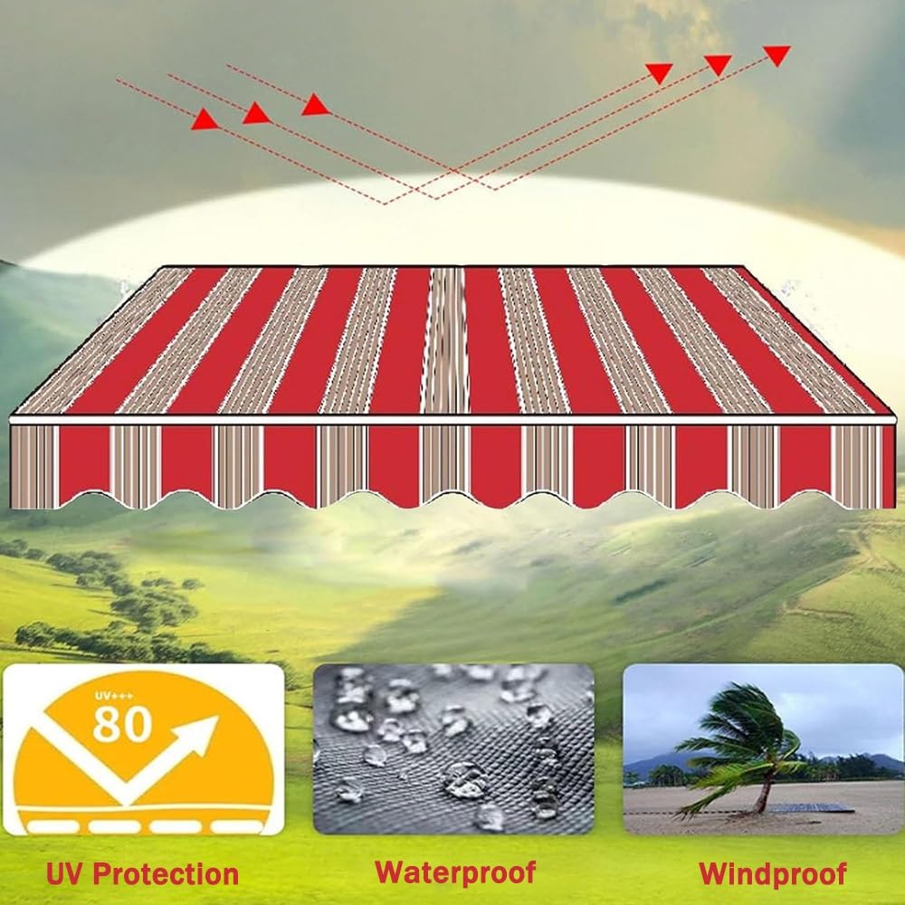 Tela di ricambio manuale per tenda da sole retrattile, per esterni, per cortile e terrazza, disponibile in 4,9 x 3,7 m, 3,7 x 3 m, 3 x 2,4 m, 2,4 x 1,5 m (striscia B)