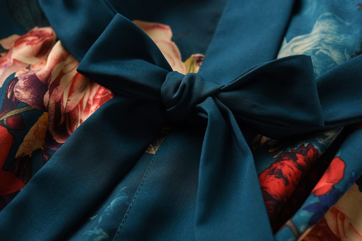 Ledamon Women's Kimono Robe Long for Women - Pocket Floral Bathrobe - Image 7