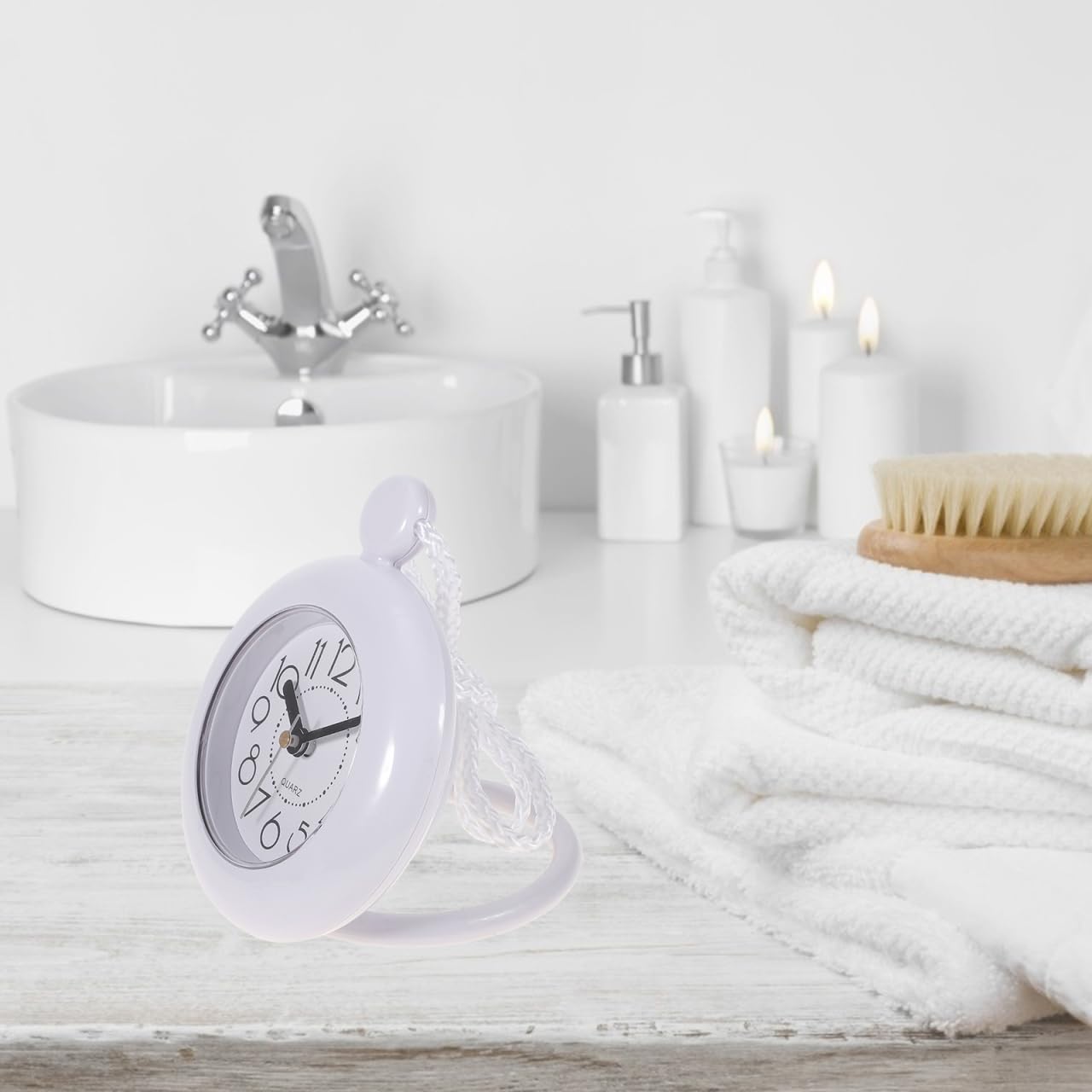 Orologio Da Bagno Impermeabile Da Parete Con Design Sospeso E Digitale Senza Batteria Orologio Piccolo Da Doccia Bianco Con Corda Perfetto Per Decorazione Bagno E Spazi Ridotti