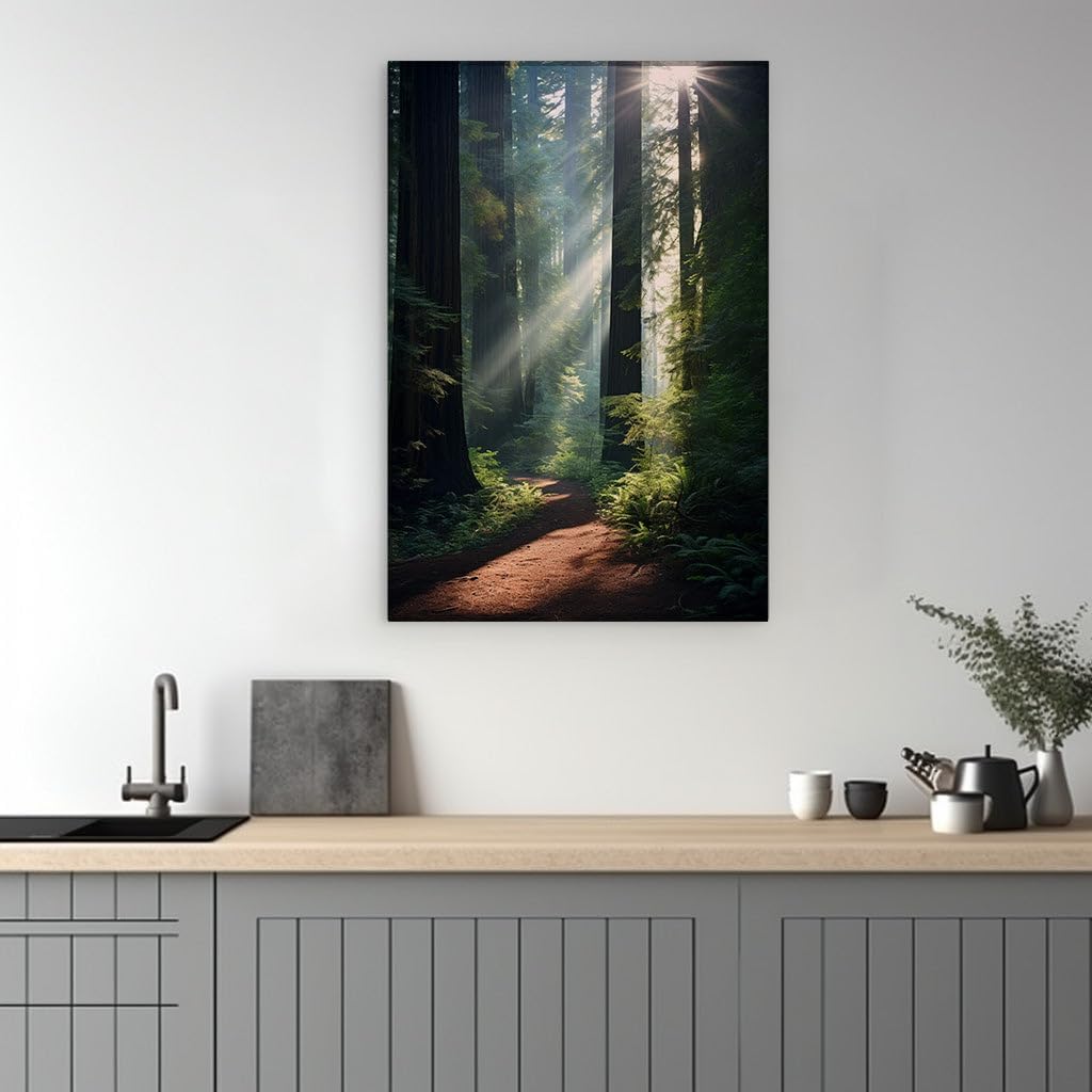 Canvas for Living room. A Golden Canopy Journey � The Enchanted Forest Path Revealed, 27 x 18 inch Canvas Wall Art - Contemplative Journeys - Modern Home Decor - 69x46 cm (27x18 inch)