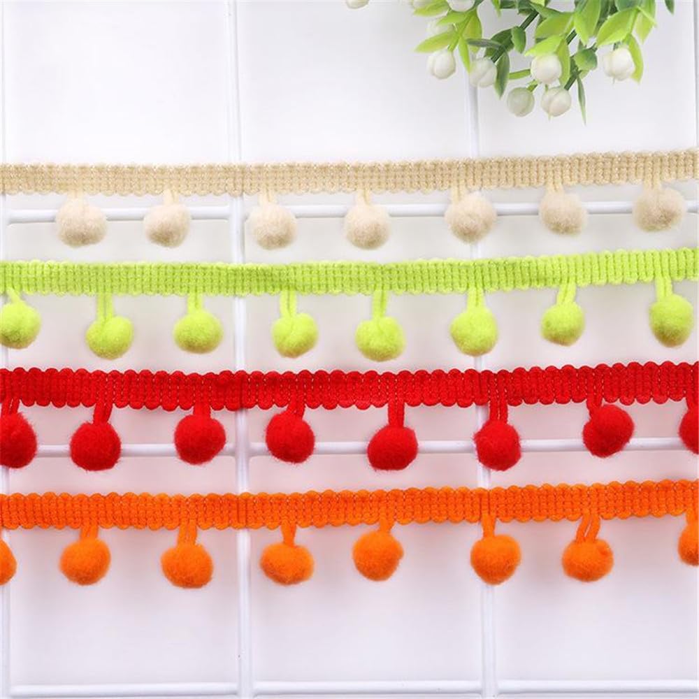 Nastro Con Pompon E Frange - 3 Metri, Rosa Fluorescente, Per Decorazioni, Cucito E Fai Da Te - Foto 10