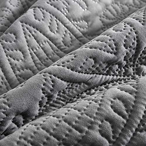 VEEYOO Bedspread Quilt Set Full/Queen Size - Soft Microfiber Lightweight Coverlet Quilt Set for All Season, Quilt Set 3 Piece (1 Quilt, 2 Pillow Shams), Grey