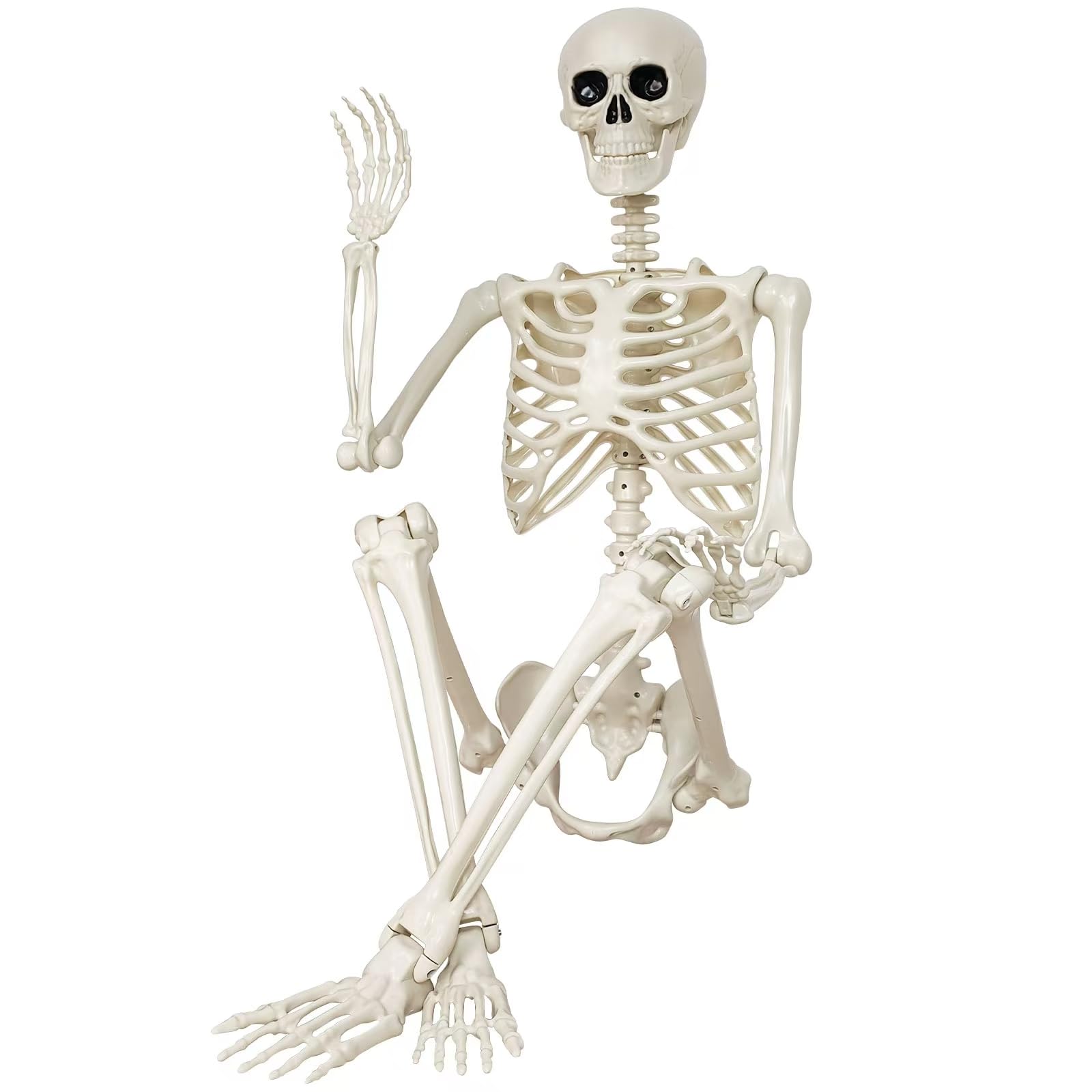 Halloween Skeleton Decorations,36" Posable Human Skeleton Decorations for Halloween Party Decor, Haunted House Props Indoor Outdoor Decoration(White, 36 inch)