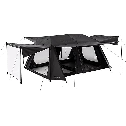 Naturehike Blackdog 8-10 Person Camping Tent with Movie Screen, 6 Door 2 Room Large Cabin Tent with 5-Sided Mesh Windows, Ventilation UPF50+ & Waterproof Big Family Tents for Camping, Hiking