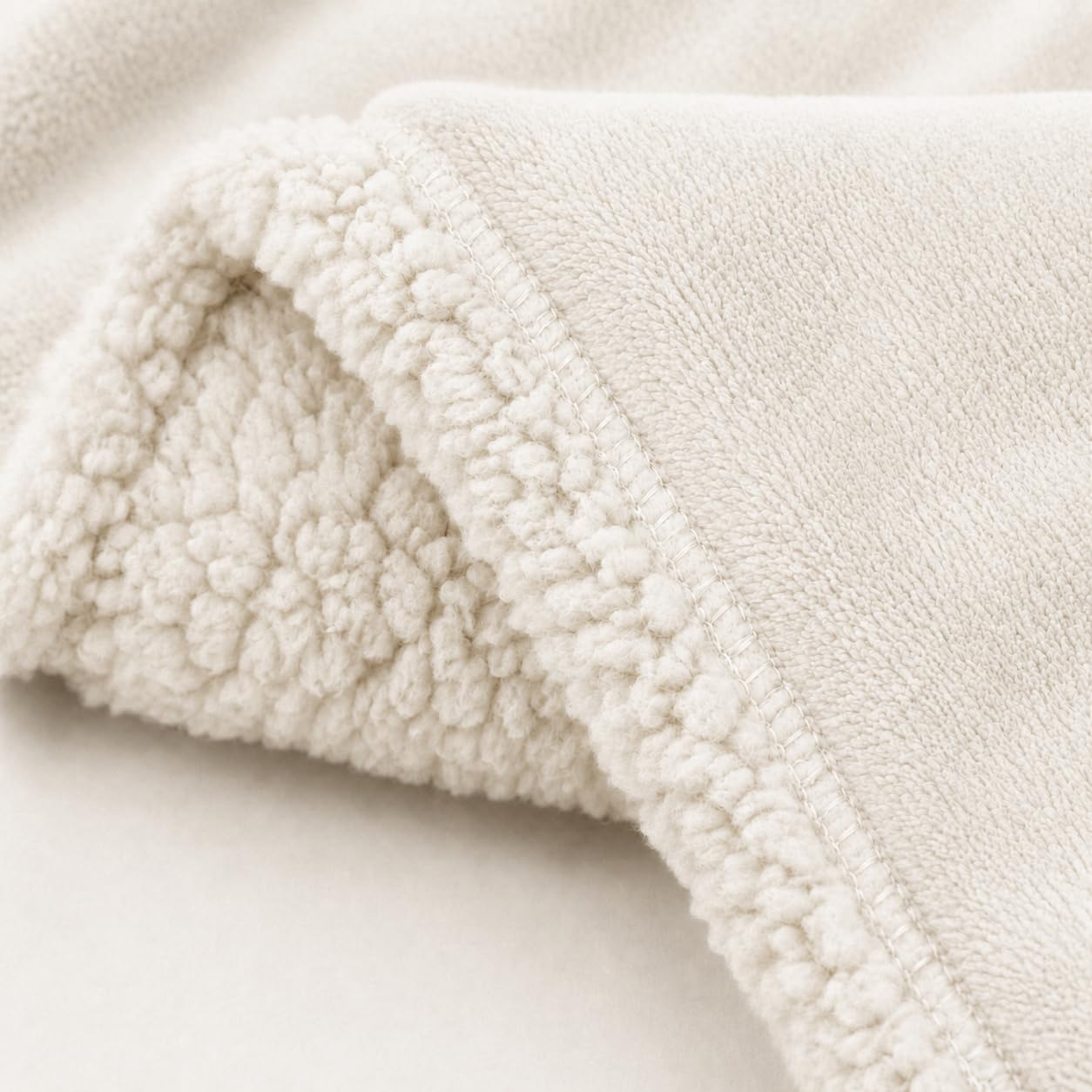 Coperta Plaid Pile, Sherpa e Flanella, 210x230 cm,Bianco
