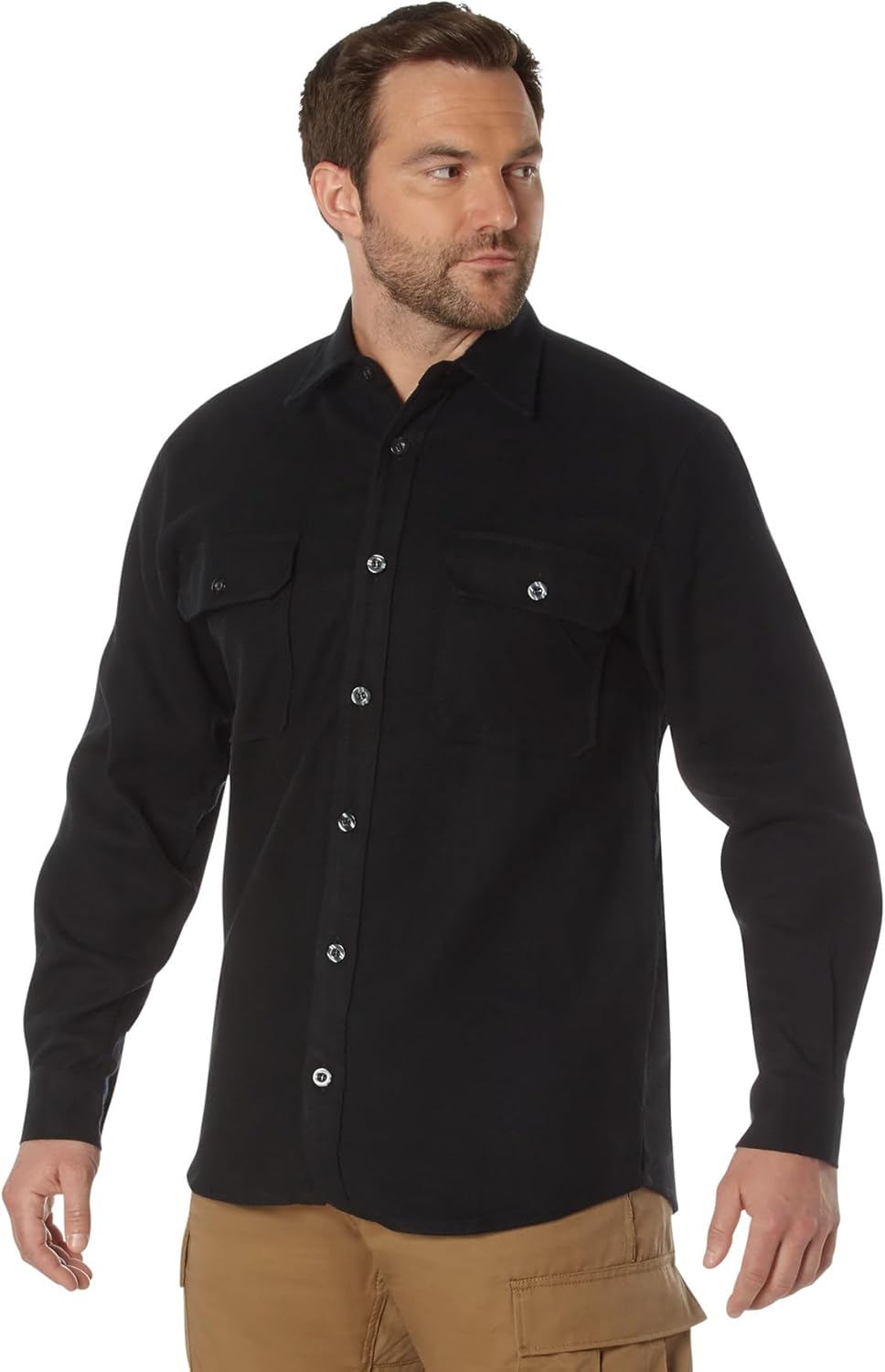 Rothco Heavyweight Solid Flannel Shirt - Rugged Comfortable Warm Outdoor Jacket Shacket - Image 6
