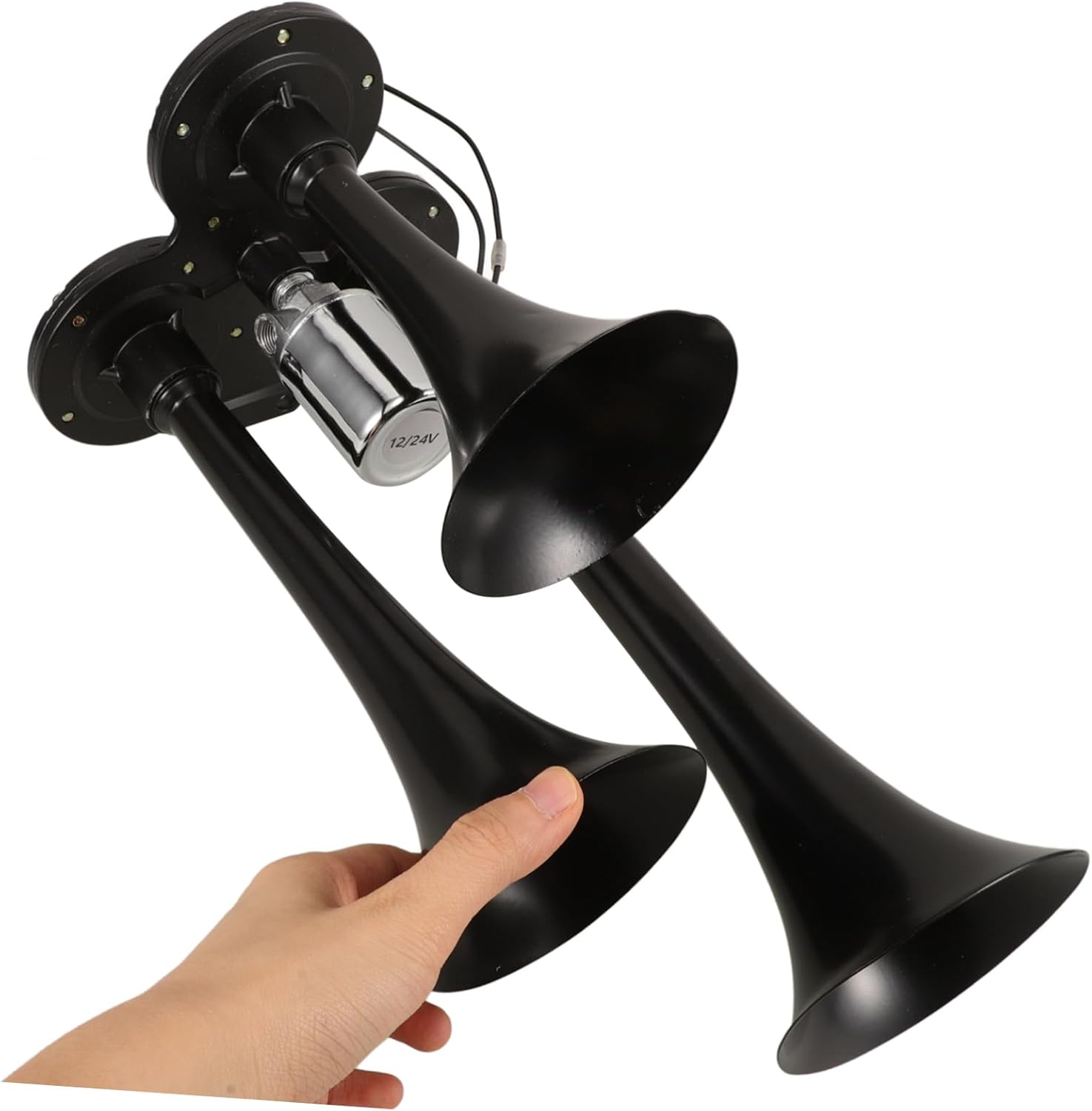 24v Train Horn Kit with Triple Trumpets Super Loud Air Horn for Trucks Easy Installation Durable Construction for Sound and Longevity
