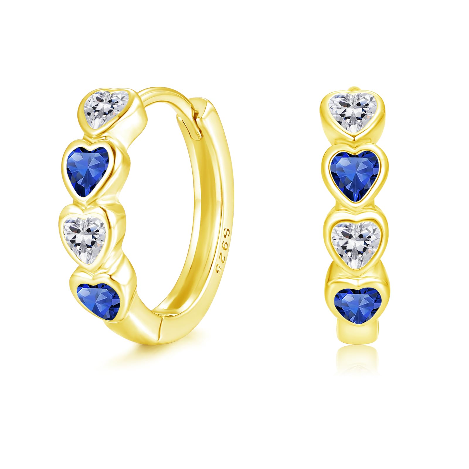 Deyanse Kleine Creolen Silber 925 Mädchen, 925 Silber Ohrringe mit Zirconia | Bunte Herz Kreolen, Nickelfreie Kinderohrringe Schlafen Silberne Ohrschmuck, Geschenk für Kinder Frauen Damen zum Muttertag