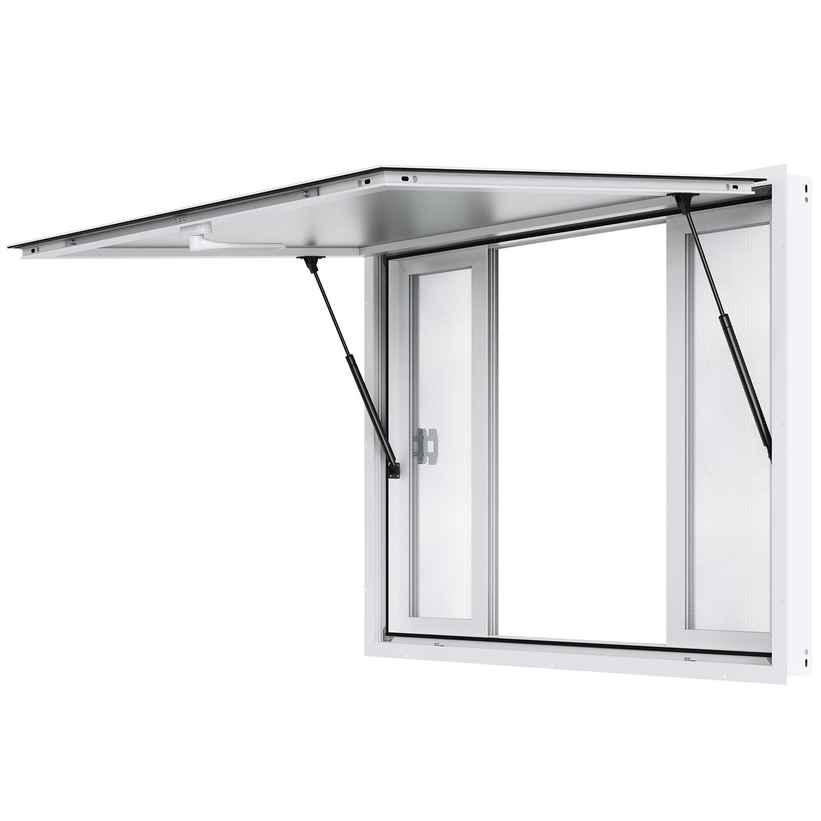 VEVOR Ventana de Concesión de 1248 x 943 x 110 mm de Servicio de Camión de Alimentos de Aleación Aluminio con 4 Ventanas Corredizas Horizontales y Puerta de Toldo y Gancho de Arrastre, Hasta 85 Grados