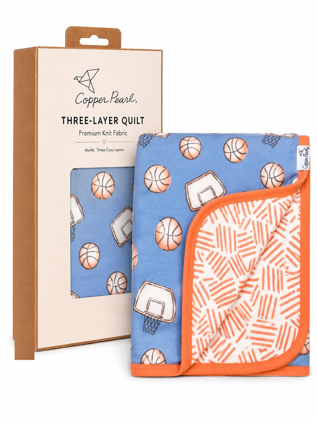 Copper Pearl Three-Layer Baby Blanket: Soft Baby Quilts for Boys and Girls | Breathable, Cozy, Toddler Blanket | Baby Quilt for Newborns | 46x46 Premium Polyester/Rayon | Dunk