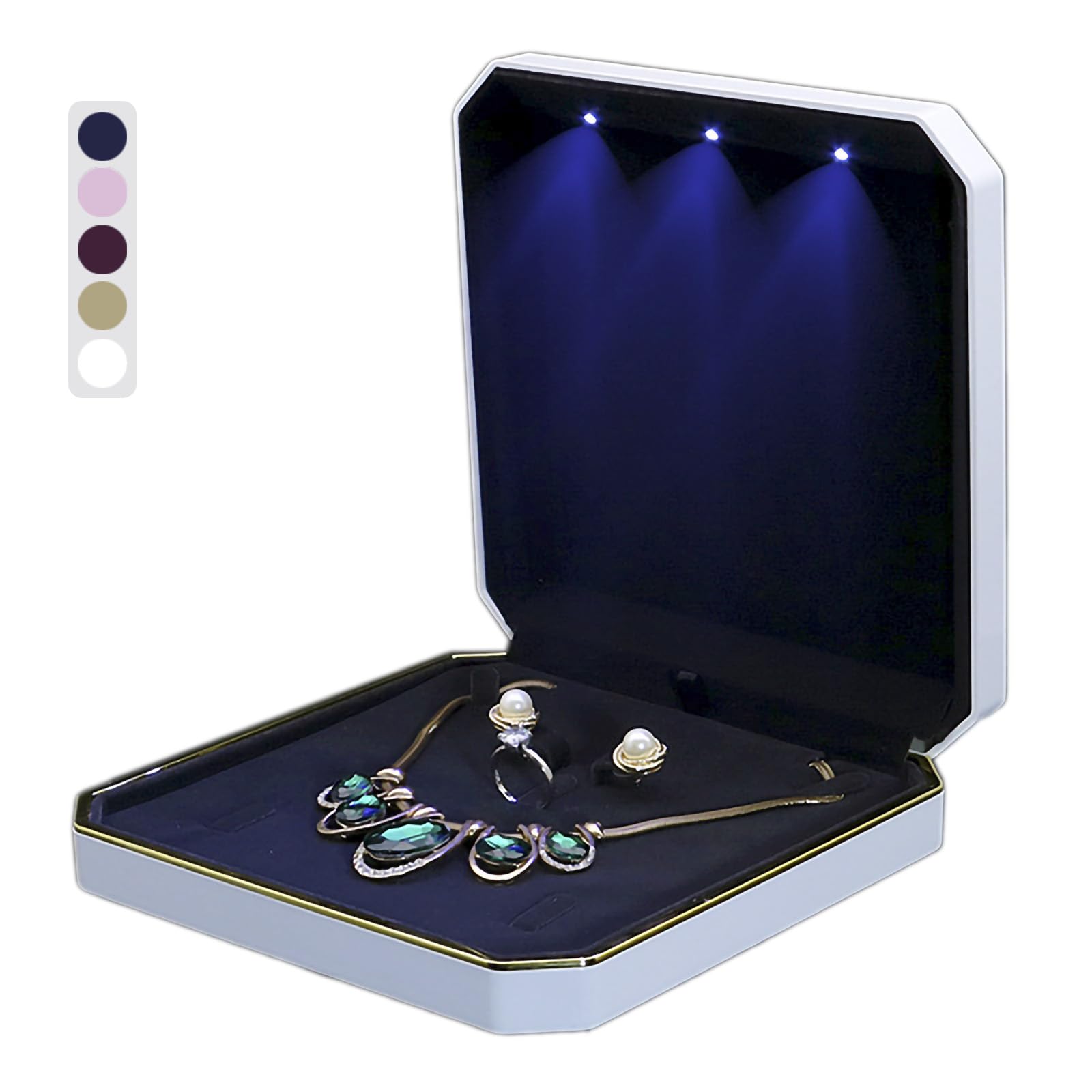 HSLFUAI LED Schmuckkästchen mit Licht - Luxus Geschenkbox für Ring