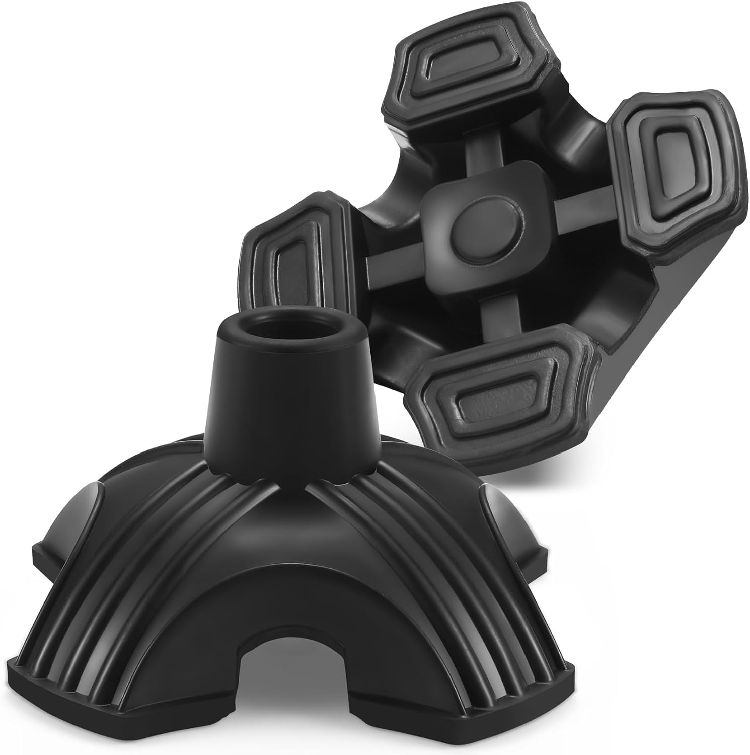 MCP Self Standing Quad Base Replacement for Most Walking Canes, Walking Sticks, Folding Canes or Offset Quad Pod or Tripod Canes - 4 Prong Rubber Cane Foot Pad Big (Black)-image-15