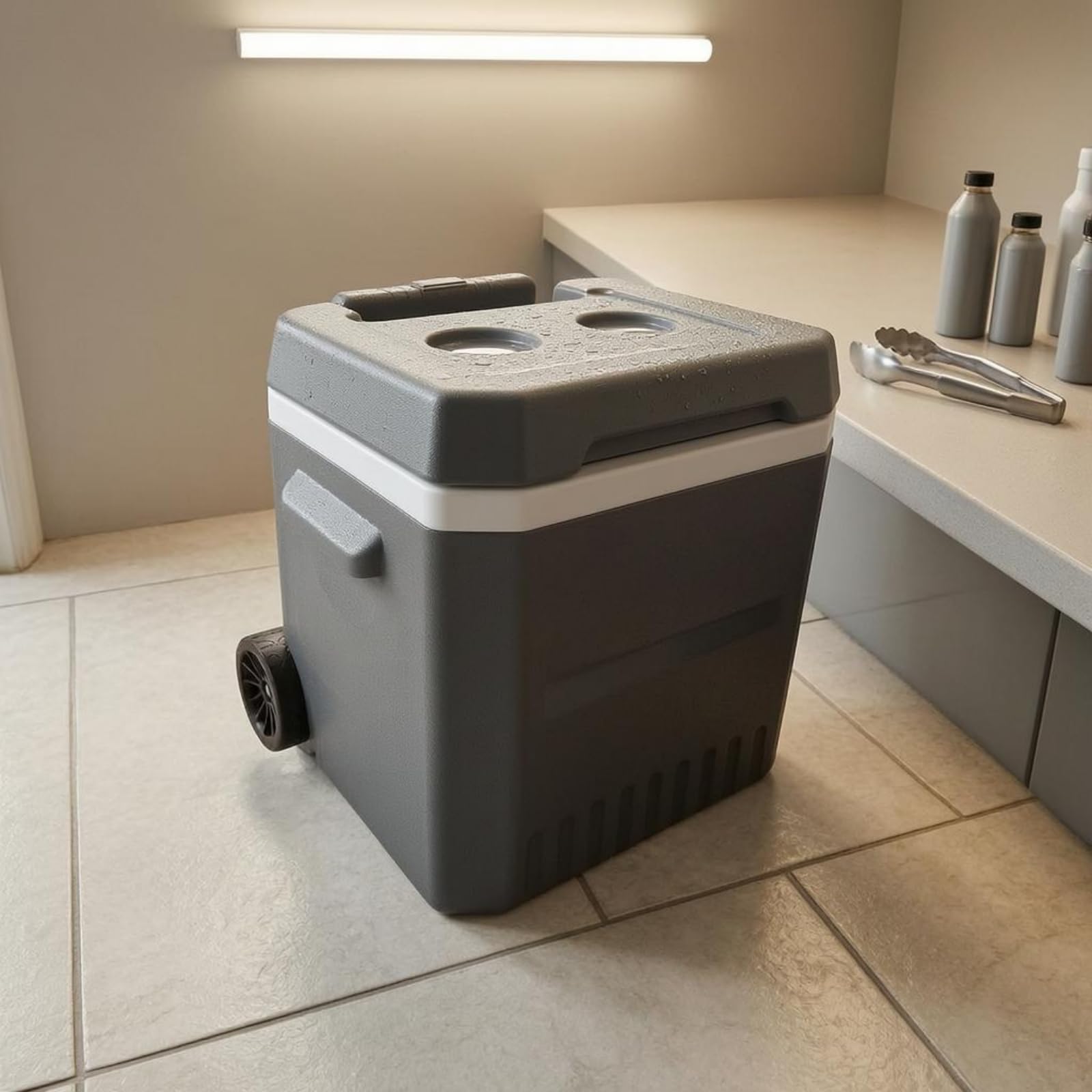 Isolierbehälter Lagerbehälter Kühlsystem Rollende Kühlbox mit Kompaktem Design Und Griff Zum Ziehen für Ausflüge Picknicks Outdoor Sportveranstaltungen