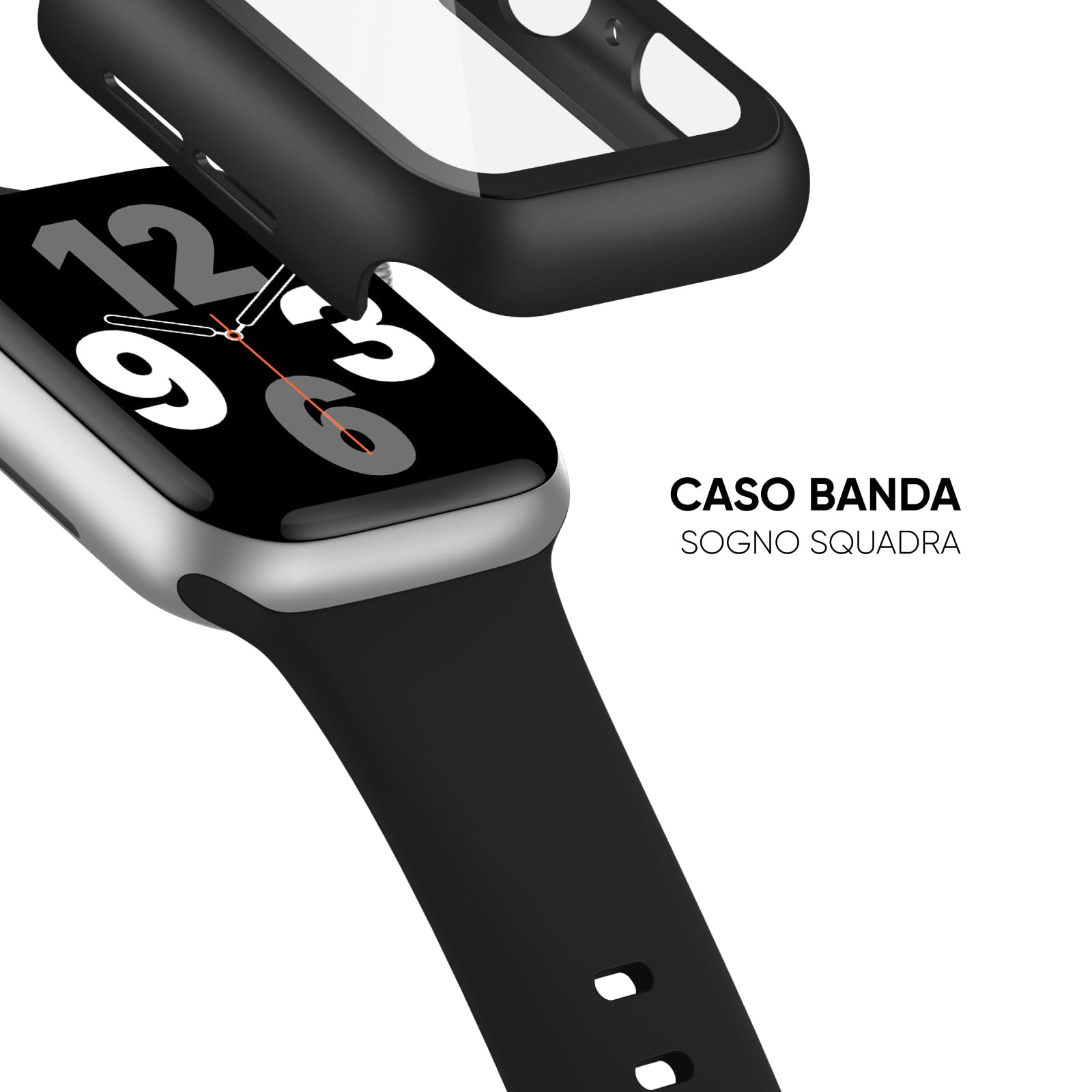 Raradev 3-in-1 per Cinturini Apple Watch Serie 10 42mm con Custodia e Proteggi Schermo, Cinturino Sportivo in Silicone e Cover Protettiva con Vetro Temperato 9H per iWatch Serie 10, Nero