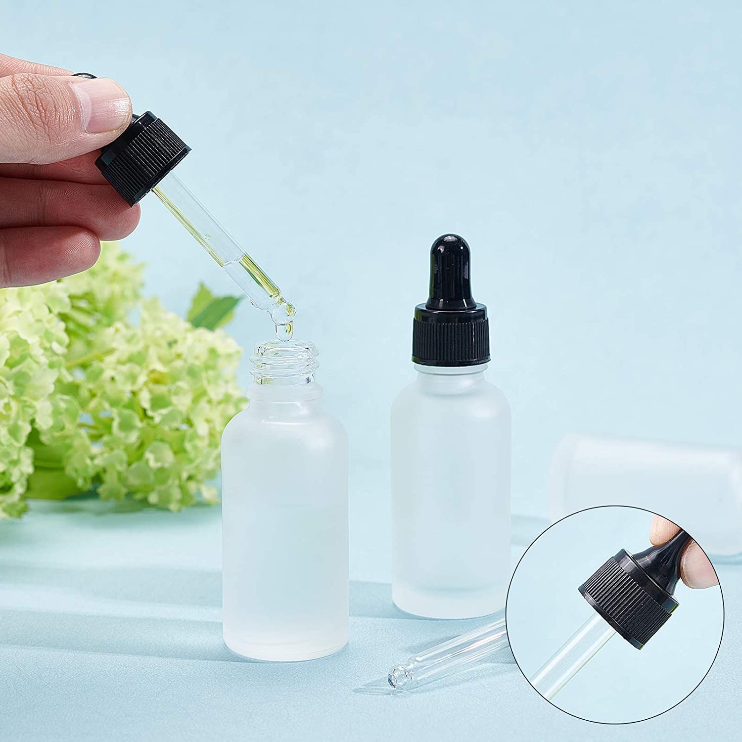 SUPERFINDINGS 24 Pz Contagocce in Vetro da 10 ml con Punta Dritta, Bulbo in Gomma e Tappo A Vite per Flaconi di Oli Essenziali