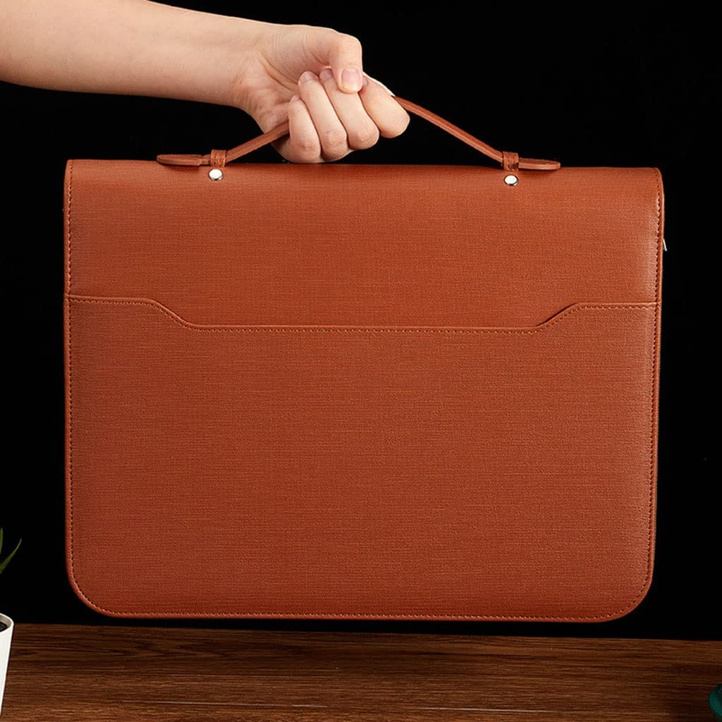 IBOWZ Cartella per Documenti in Pelle A4 Padfolio con Blocco Note con Custodia con Cerniera, Cartella di Presentazione e 4 Tasche Raccoglitore ad Anelli per Biglietti passaporto per Un Amico